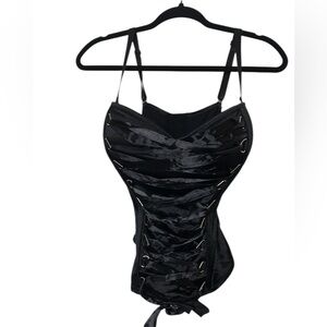Corset,Black sateen lace up ,2X, padded,cosplay,goth,bedroom,sexy, dark fairy,EC
